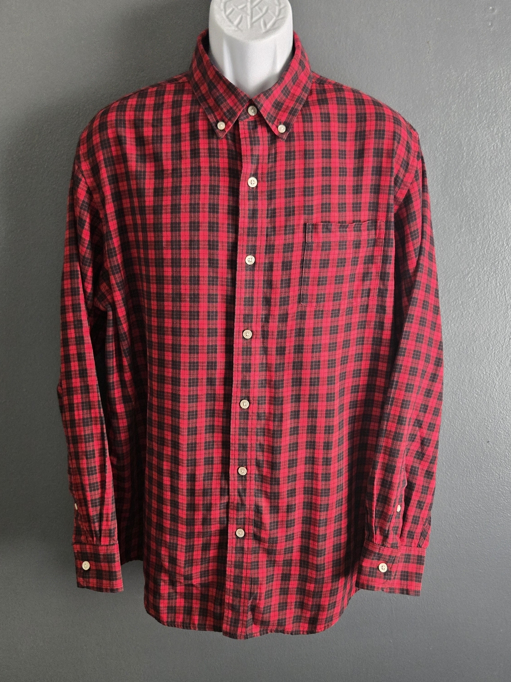 Chaps Red and Black Plaid XL Classic Lumberjack Americana Preppy Button Down